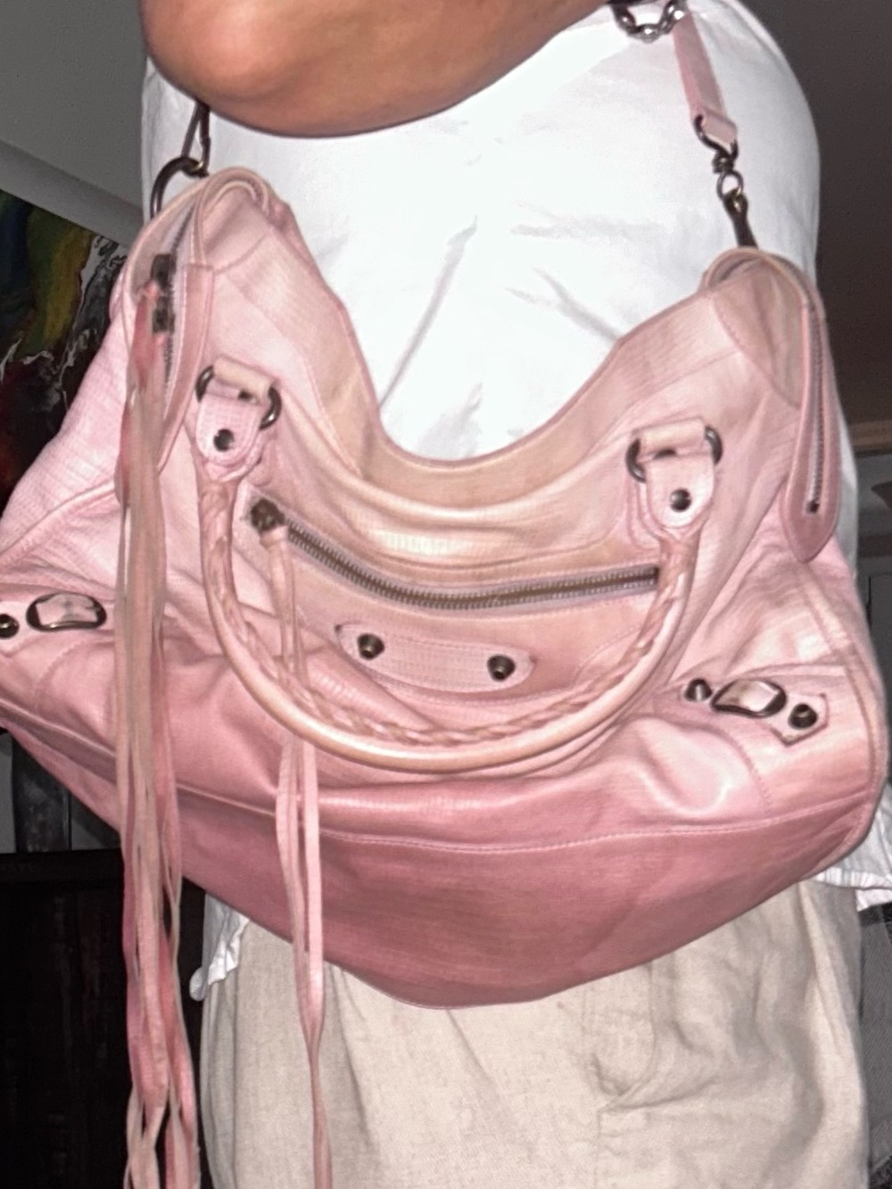 Balenciaga 10th Anniversary City Bag Pink Lizard Embossed Agneau Leather strap - Picture 7 of 10